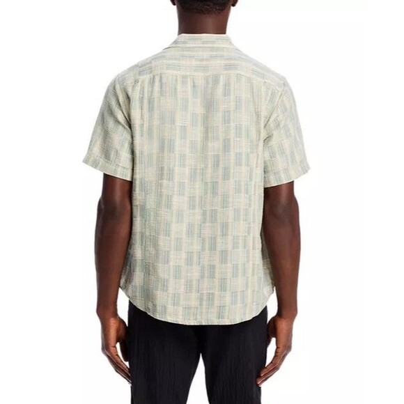 Corridor Jacquard Camp Shirt Men's Size Large Blue Stripe Short Sleeve Button Up - Picture 2 of 9